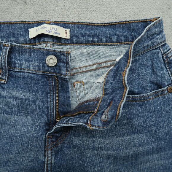 Levi's 505 Jeans Women's Size 4S Blue Mid-Rise Straight Denim 29" Inseam Stretch - Picture 2 of 16